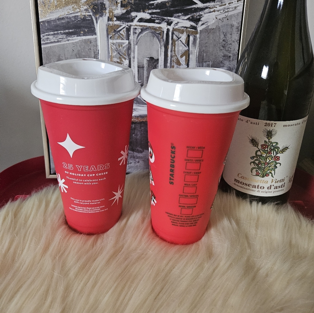 Starbucks NWOT Holiday Reusable Cups 25th Anniversary & 2019 limited edition - Picture 2 of 9